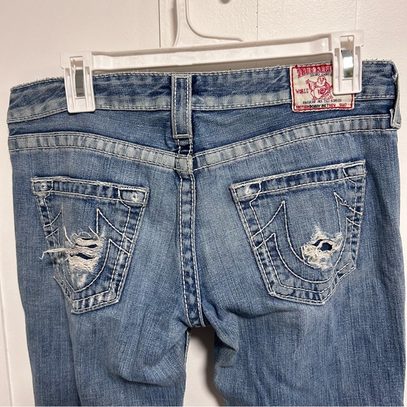 True Religion BOBBY BIG T Women's Distressed  Flared Jeans Size 29 Vintage USA - Picture 6 of 10